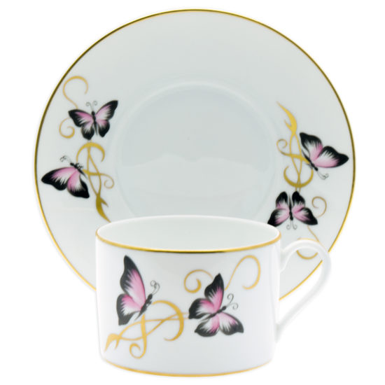 assiette tasse papillons roses1