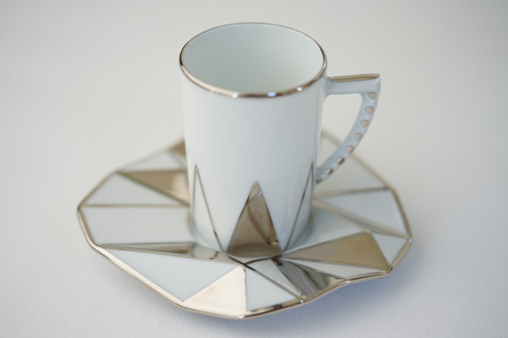 Set of 6 coffee cups and saucers "Diamond" Platinum collection