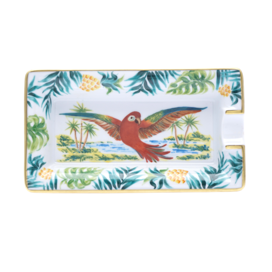 Cendrier perroquet collection Tropicale Floride blanc